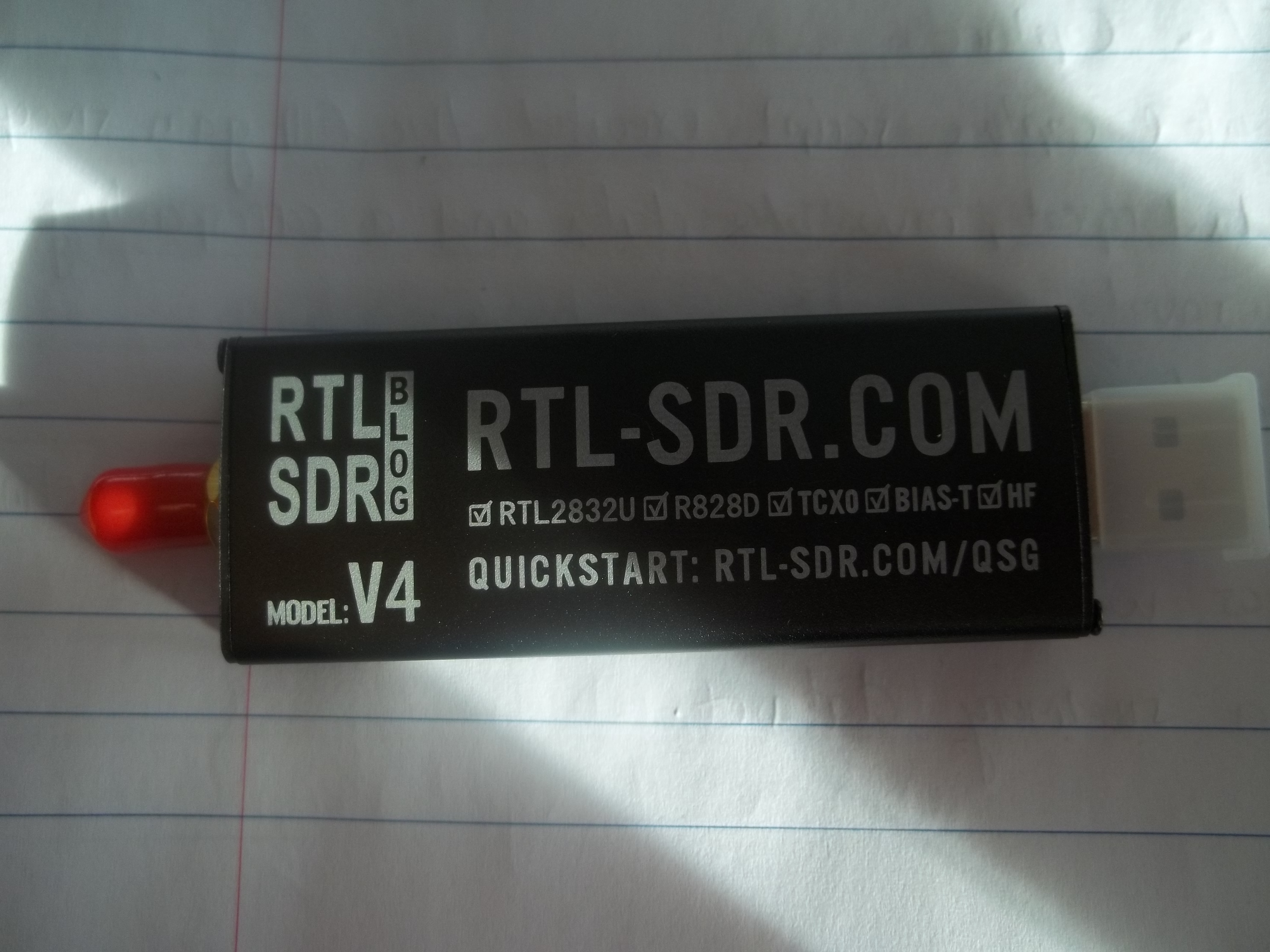 RTL-SDR Blog V4 software-defined radio — receiver hardware for the ground station